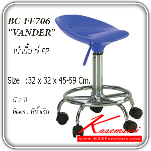 จำหน่ายเฟอร์นิเจอร์|แฟนต้า|FANTA|เก้าอี้สตูล|BC-FF706-VANDER|เก้าอี้สตูลบาร์ ล้อเลื่อน รุ่น VANDER
ขนาด ก320xล320xส450-590มม.
มี 2 สี สีแดง,สีน้ำเงิน เก้าอี้สตูล แฟนต้า