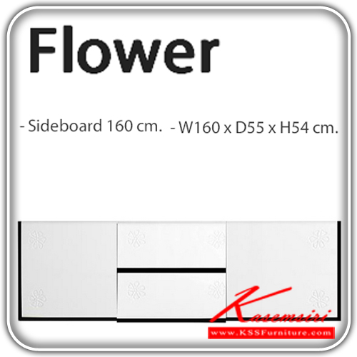 FLOWER-ตู้ไซบอร์ด 160 ซม. 2บานเปิด 2ลิ้นชัก HI-GLOSS มีสีโอ๊ค-ขาว ขนาด ก1600xล550xส540 มม. ตู้วางทีวี THEROOM-THEROOM-ตู้วางทีวี