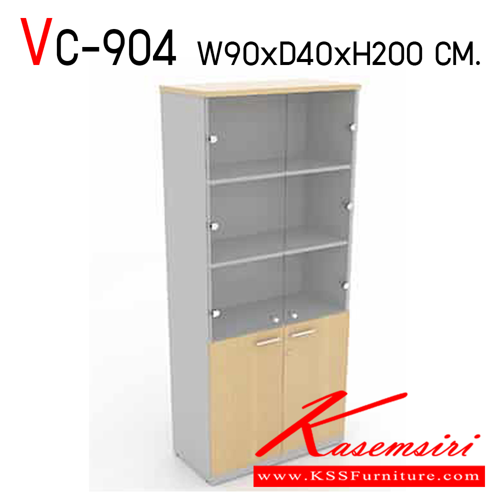 25067::VC-904::ตู้เก็บเอกสารเคลือบผิวเมลามีน  แผ่นท็อปหนา 25 มิล เอทท็อป 2 มิล ขา 19 มิล รอบตัวเอทหนา 1 มิล บนกระจกบานเปิด ไม่มีกุญแจล็อค ล่างบานเปิดไม้ มีกุญแจล็อค วีซี ตู้เอกสาร-สำนักงาน