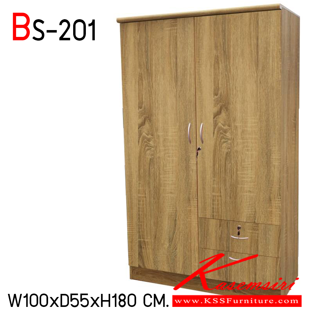 62036::BS-201::ตู้เสื้อผ้า BS-201  ขนาด กว้าง100 ลึก55 สูง180 ซม. พีเอสพี ตู้เสื้อผ้า-บานเปิด