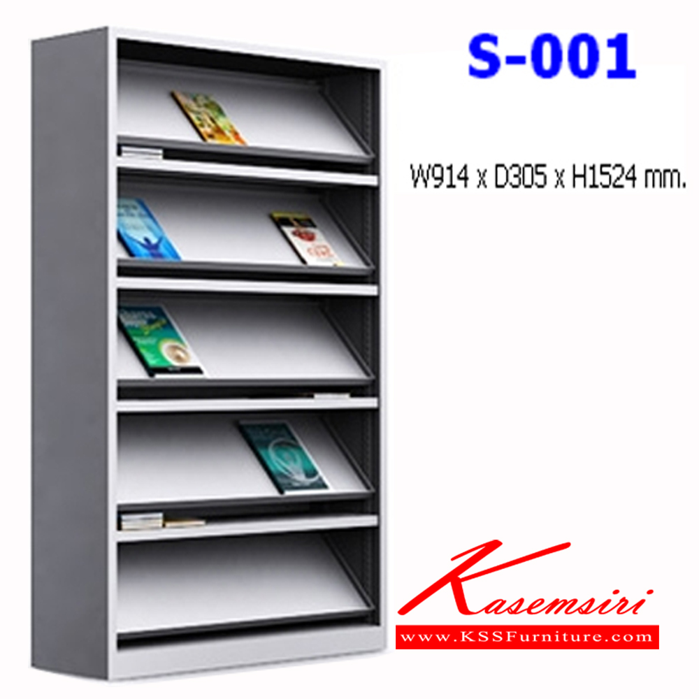 42064::S-001::ชั้นวางหนังสือเหล็ก แบบเอียง 5 ชั้น ขนาด ก914xล305xส1524 มม. ชั้นหนังสือเหล็ก NAT