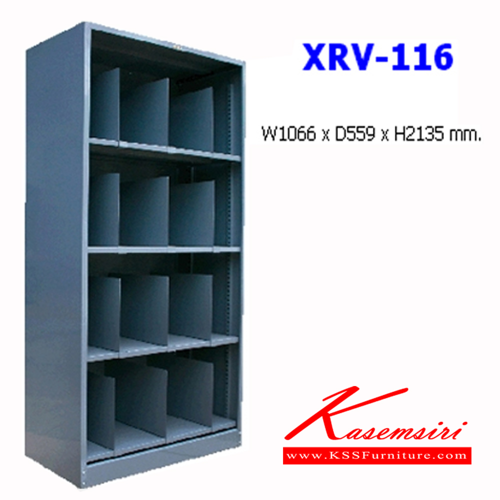 55001::XRV-116::A NAT 4-level steel shelf with 16 slot. Dimension (WxDxH) cm : 106.6x55.9x213.5 Metal Cabinets
