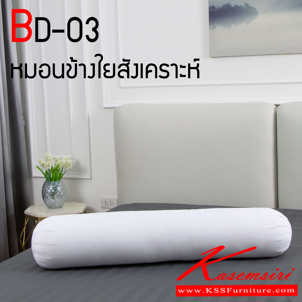 46003::BD-03::หมอนข้าง บรรจุเส้นใยโพลีเอสเตอร์ชนิดใยบอล ลูกกลมๆให้ความรู้สึกนุ่มแน่น เนื้อผ้าคอตตอนผสมโปลีเอสเตอร์ น้ำหนักรวม 1,200 กรัม ให้ผิวสัมผัสที่นุ่ม ช่วยเติมเต็มการพักผ่อนของคุณให้เต็มที่ทุกค่ำคืน หนึ่งเดียวที่ปกป้องคุณอย่างสมบูรณ์แบบที่สุด ดาร์ลิ่ง ของตกแต่ง