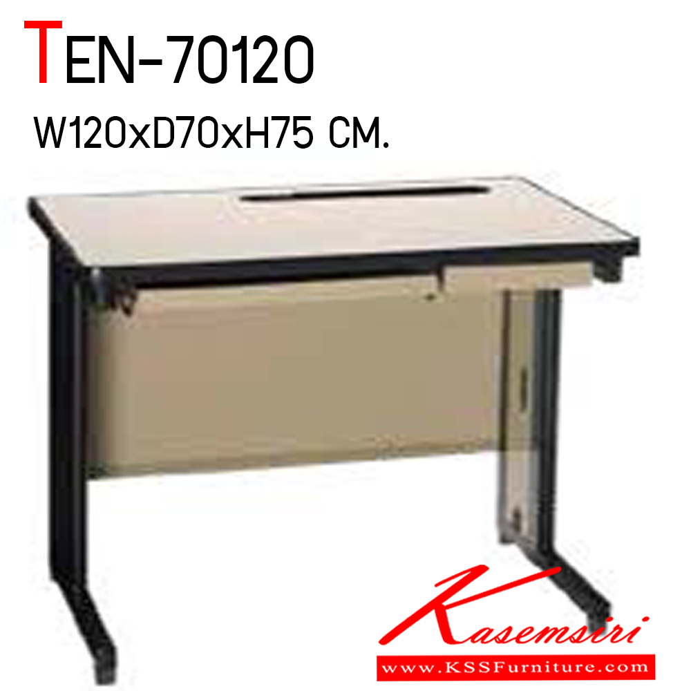 39049::TEN-70100-70120::A Lucky metal computer table with wire holes and steel plated on top surface. Dimension (WxDxH) cm : 100x70x75/120x70x75 Metal Tables LUCKY Steel Tables