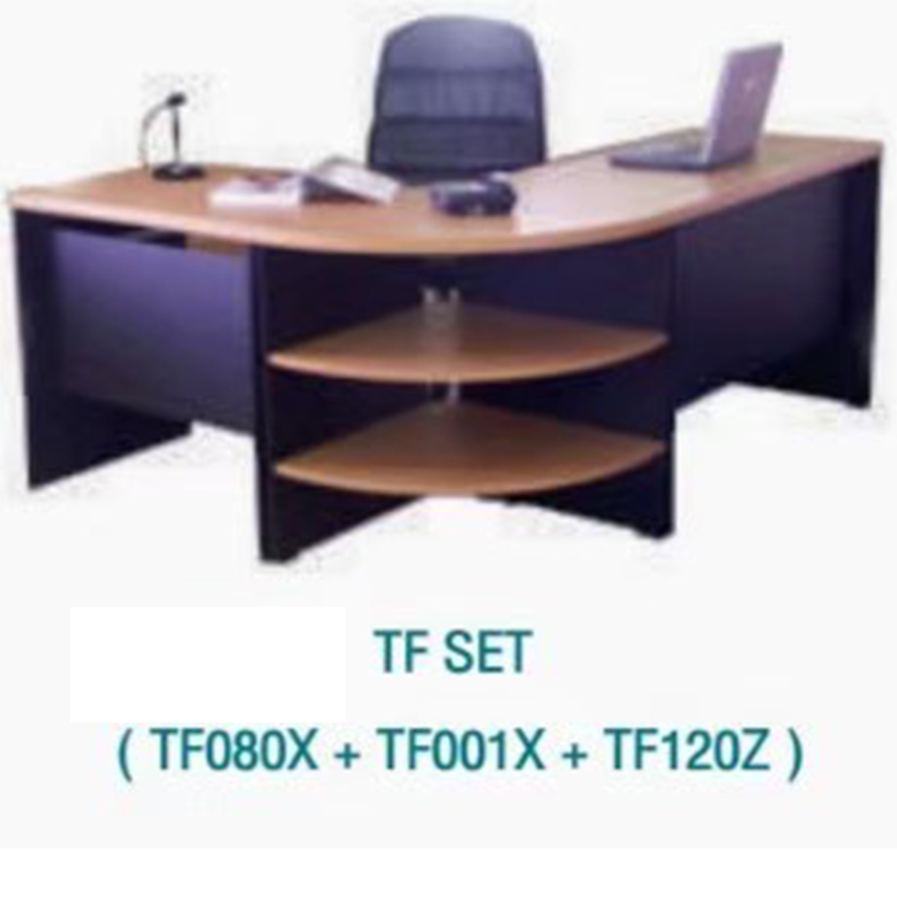 34075::TF-SET::TF-SET ในชุดประกอบด้วย โต๊ะทำงานขนาด 1200x600x750 มม. โต๊ะคอมพิวเตอร์ ขนาด 800x600x750 มม. โต๊ะเข้ามุมขนาด 600x600x750 มม. ขนาดรวม 1800x1400x750 มม. บีที โต๊ะสำนักงานPVC