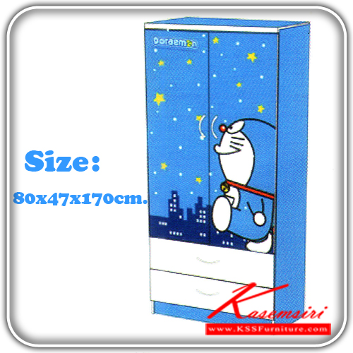 68508058::DM-WD-01::ตู้เสื้อผ้า80ซมโตเรมอน ขนาด ก800xล470xส1700 มม. ตู้เสื้อผ้า-บานเปิด Doraemon