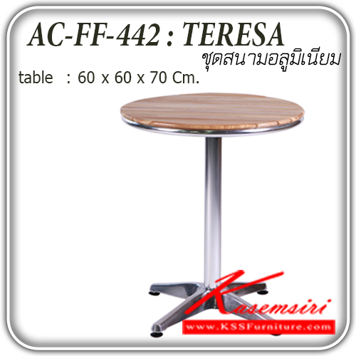 40302077::FF-442-TERESA::โต๊ะสนาม อลูมิเนียม รุ่น FF-442 -TERESA
โต๊ะ ขนาด ก600xล600xส700มม. โต๊ะอเนกประสงค์ แฟนต้า