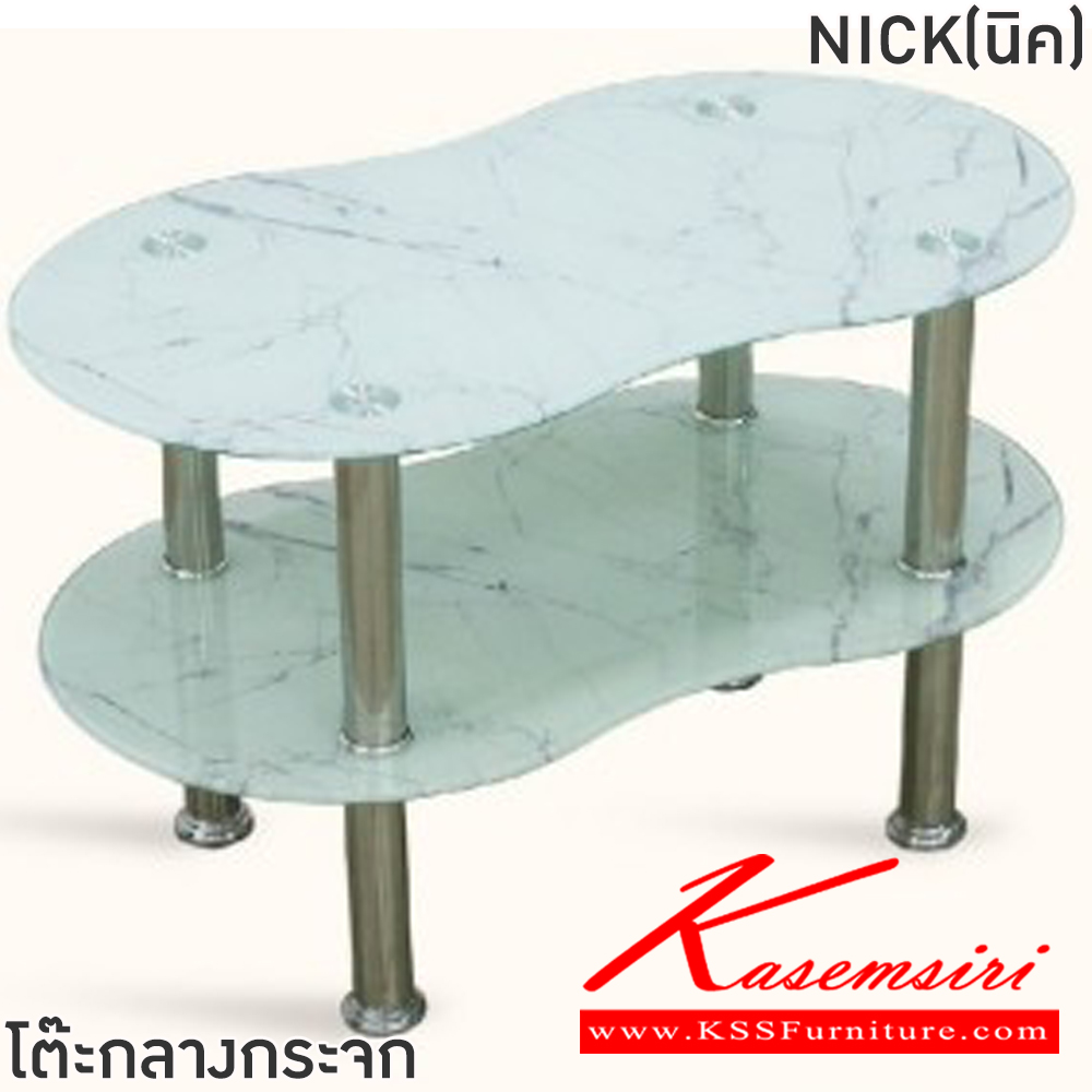 83027::NICK(นิค)(สีขาว)::โต๊ะกลางโซฟา NICK(นิค) ขนาด ก700xล400xส430 มม. ท่อสแตนเลส 38 มม.ท็อปกระจกหนา 8MM/8MM กระจก Temper glass ลายหินอ่อนทั้งด้านบนและด้านล่าง ฟินิกซ์ โต๊ะกลางโซฟา