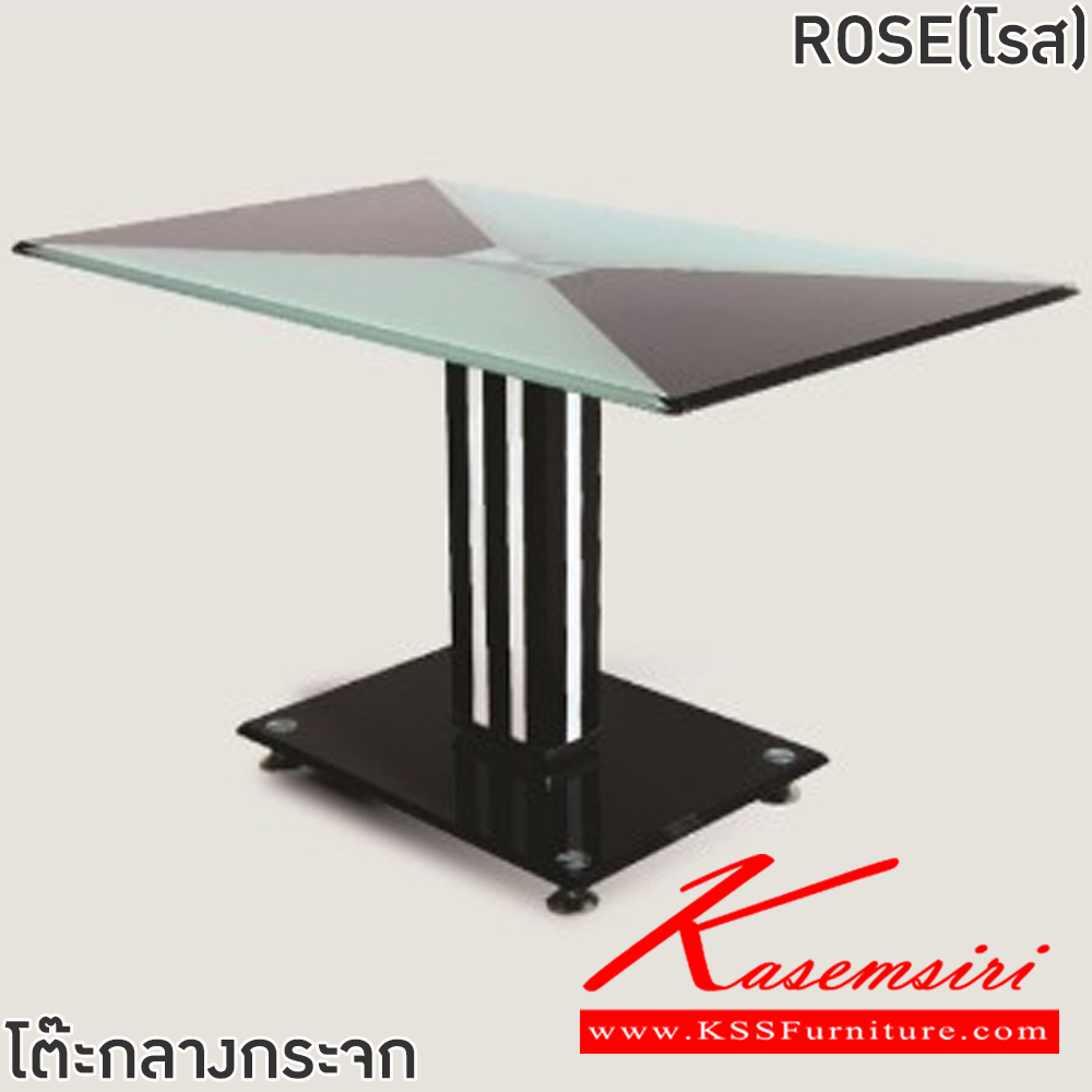 45012::ROSE(โรส)::โต๊ะกลางโซฟา ROSE(โรส) ขนาด ก700xล600xส430 มม. โครงขาอลูมิเนียมพ่นสีดำ ท็อปกระจกนิรภัยหนา 10 มม. ฐานกระจกนิรภัยสีดำหนา 10 มม. ฟินิกซ์ โต๊ะกลางโซฟา