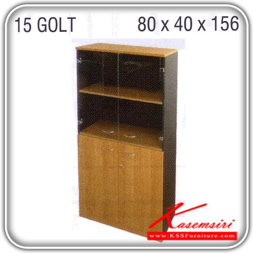 13981825::15-GOLT::An Itoki cabinet with upper double swing glass doors and lower double swing doors. Dimension (WxDxH) cm : 80x40x156. Available in Cherry-Black