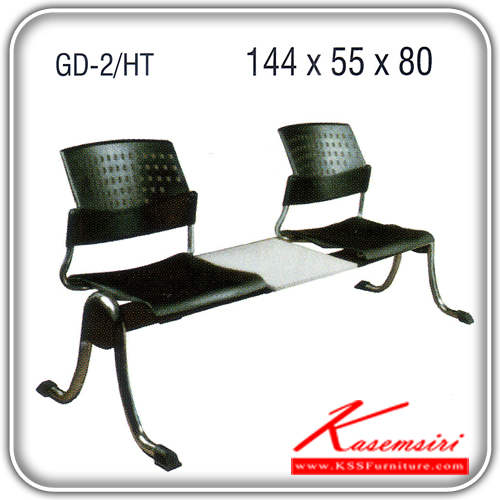 10810894::GD-2-H::An Itoki row chair for 2 persons with polypropylene/PVC leather/cotton seat and chrome base. Dimension (WxDxH) cm : 144x55x80