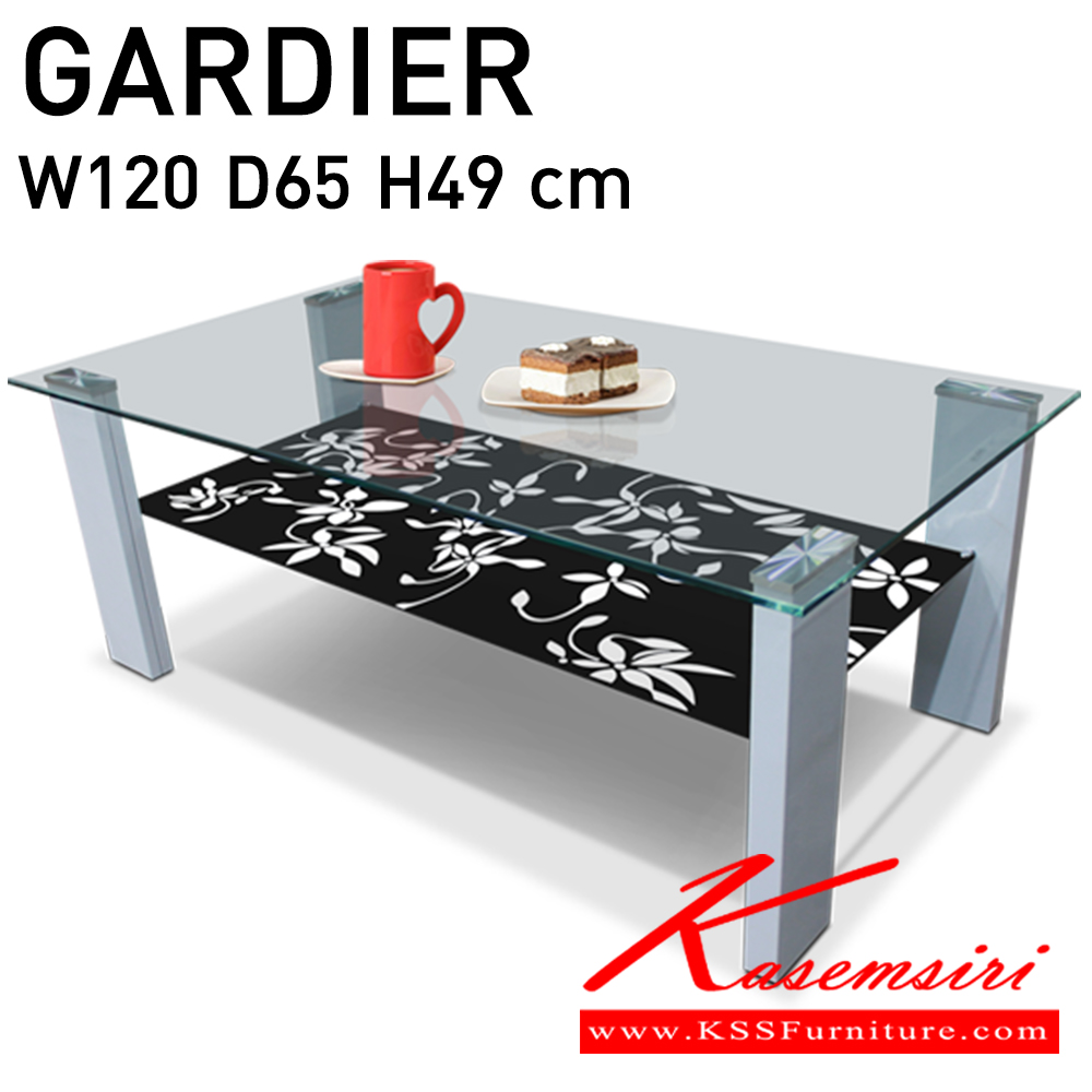 98078::GARDIER::โต๊ะกลางกระจก ขนาด W120 D65 H49 cm. อิโตกิ โต๊ะกลางโซฟา