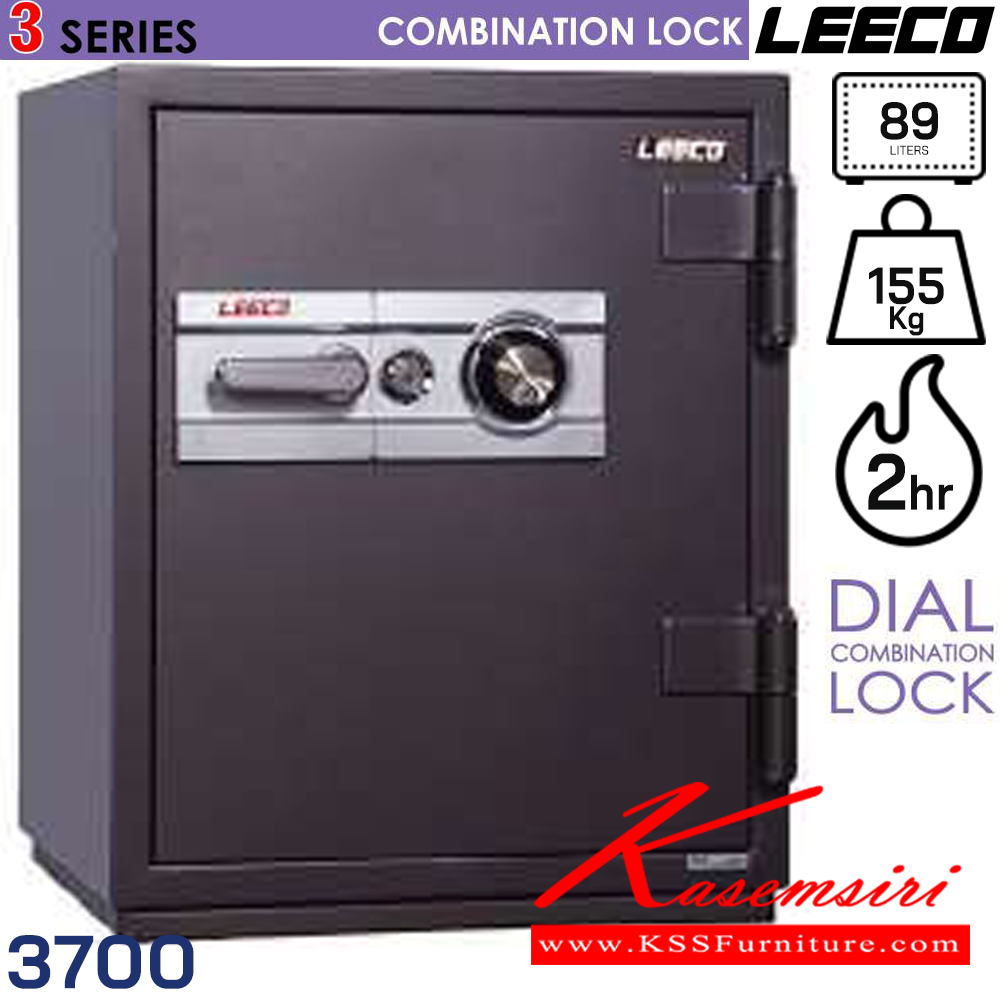 12098::3700:: น้ำหนัก 155 kg. ขนาดภายนอก 590x592x730 มม. ขนาดภายใน 450x355x560 มม. ความจุ 89 liters ทนไฟได้ 2 hrs. ลีโก้ ตู้เซฟ DIAL COMBINATION LOCK ลีโก้ ตู้เซฟ