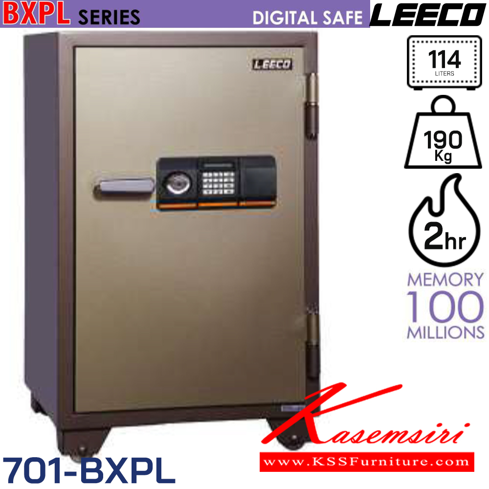 59094::701-BXPL::ตู้นิรภัยดิจิตอล น้ำหนัก 190 kg มี1แผ่นชั้นและลิ้นชักพร้อมกุญแจ ขนาดภายนอก 590x594x936 มม. ขนาดภายใน 450x335x720  มม. ความจุ 114 ลิตร กันไฟ 2 ชั่วโมง กุญแจชนิดพิเศษแบบฝังลูกปืน ลีโก้ ตู้เซฟ