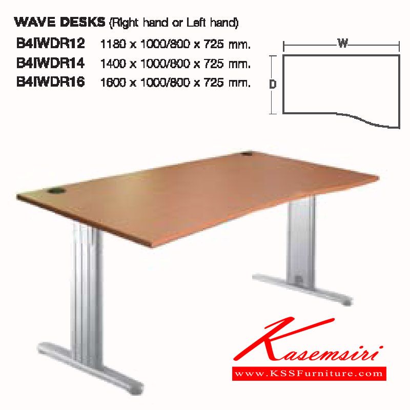 46056::B4IWDR-12-14-16-18-L-R::โต๊ะทํางาน B4IWDR โต๊ะเหล็ก LUCKY ลัคกี้ โต๊ะทำงานขาเหล็ก ท็อปไม้
