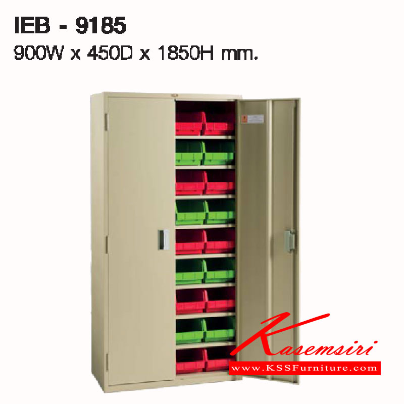 34086::IEB-9185::ตู้เก็บเครื่องมือแบบ2บาน ภายในมีแผ่นชั้นพร้อมกล่องพลาสติกเก็บอุปกรณ์ ชิ้นส่วนต่างๆแบ่งเป็นสัดส่วน ขนาด ก900Xล450Xส1850 มม. ตู้เอนกประสงค์เหล็ก ลัคกี้
