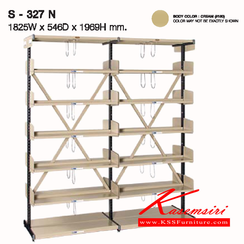 79028::S-327N::A Lucky metal book shelves with extra steel material. Dimension (WxDxH) cm : 182.5x54.6x196.9