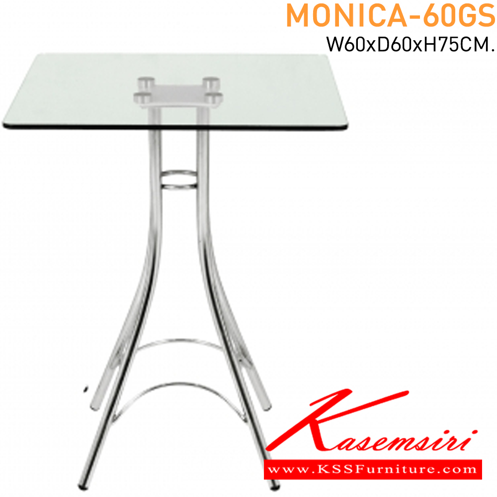 52013::MONICA-60GS::โต๊ะกระจกเหลี่ยมMONICA-60GS, ท็อปกระจกใส ขาเหล็กชุบโครเมี่ยม ขนาด W60 x D60 x H76 โต๊ะแฟชั่น MASS