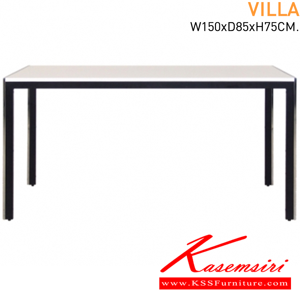 83016::VILLA::โต๊ะอาหาร VILLA, Top ไม้พ่นสีขาว Hi-Gloss/ขาเหล็กชุบโครเมี่ยม ขนาด W150 x D85 x H75 โต๊ะอาหารไม้ MASS