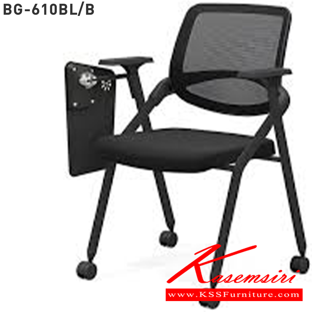 54014::BG-610BL::เก้าอี้แลคเชอร์ มีล้อ เบาะฟองน้ำฉีด/โครงขาเหล็ก รับประกัน 3 ปี พนักพิงตาข่าย สีดำทั้งตัว โมโน เก้าอี้เลคเชอร์