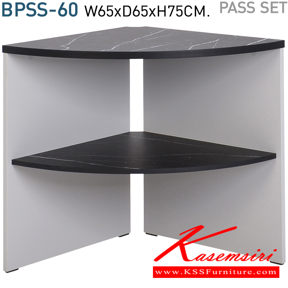51047::BPSS-60(หินอ่อนดำ-ขาว)::โต๊ะเข้ามุม60ซม. ขนาด W65xD65xH75 CM. สีหินอ่อนดำ-ขาว โมโน โต๊ะสำนักงานเมลามิน