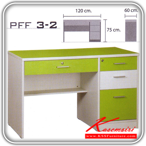 86640648::PFF-3-2::A VC melamine office table with melamine laminated sheet on top surface and 4 drawers. Dimension (WxDxH) cm : 120x60x75