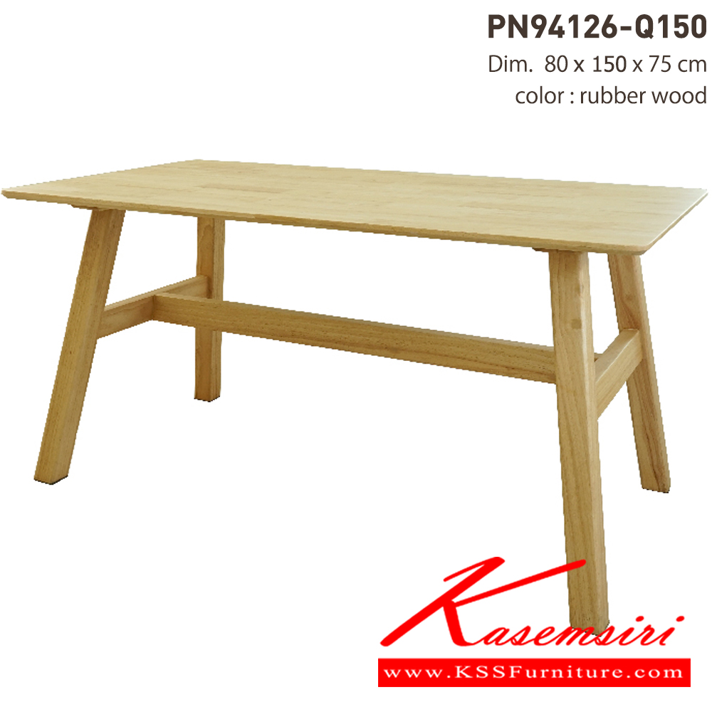 89021::PN94126-Q150::โต๊ะกินข้าว หน้าโต๊ะเป็นไม้ยางพารา หน้าโต๊ะทรงเหลี่ยมผืนผ้าลบมุมขนาด 80x150 ซม. และขนาด 90x180 ซม. เคลื่อนย้ายง่าย ทนทาน น้ำหนักเบา เหมาะกับใช้งานภายใน ดีไซน์สวย สไตล์มินิมอล ไพรโอเนีย โต๊ะอาหารไม้