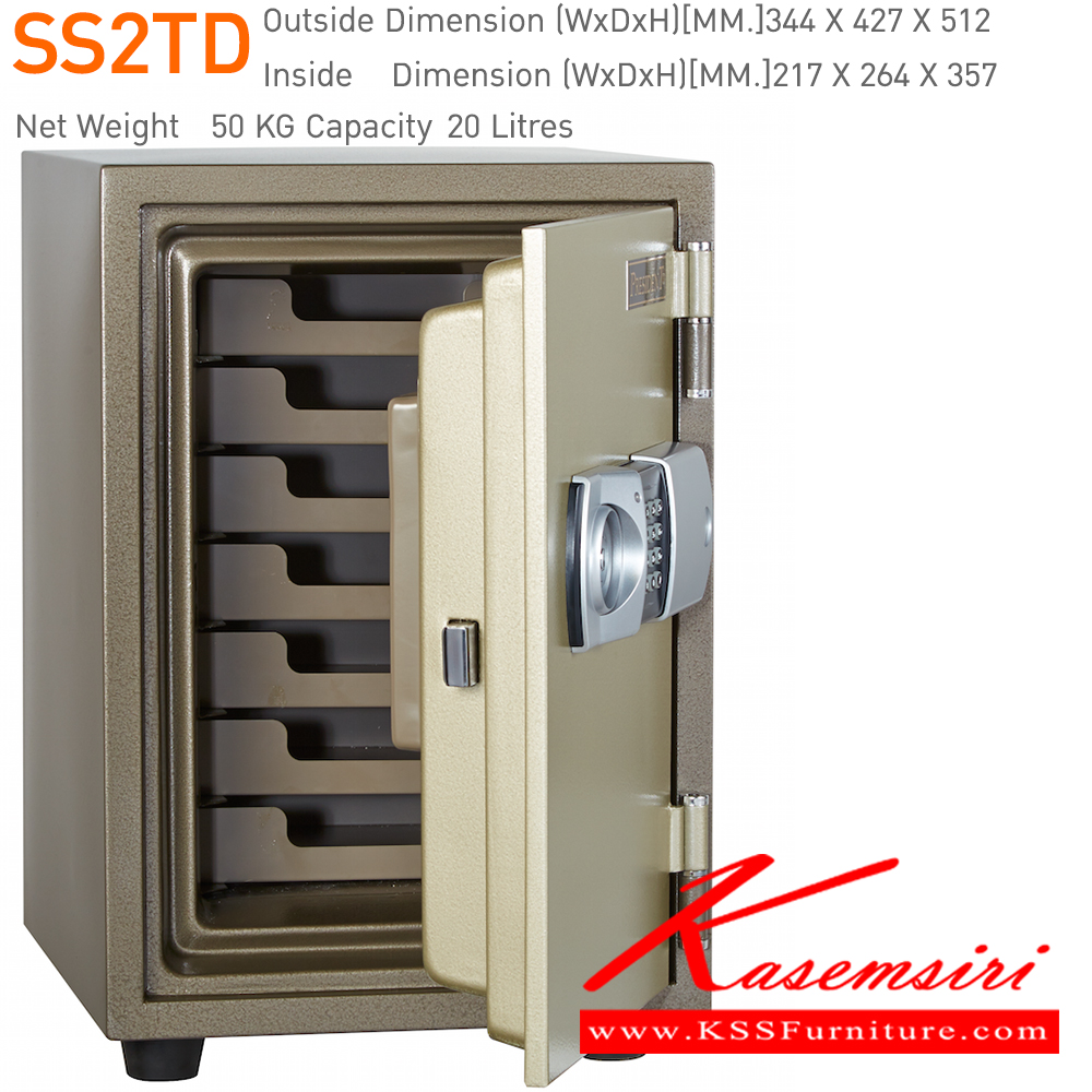 58006::SS2TD::ตู้นิรภัยรหัสดิจิตอล  7 ถาด รุ่น SS2TD น้ำหนัก 50 กิโลกรัม ขนาดภายนอก 344x440x512 มม. ขนาดภายใน 217x264x357 มม. เพรสซิเด้นท์ ตู้เซฟ