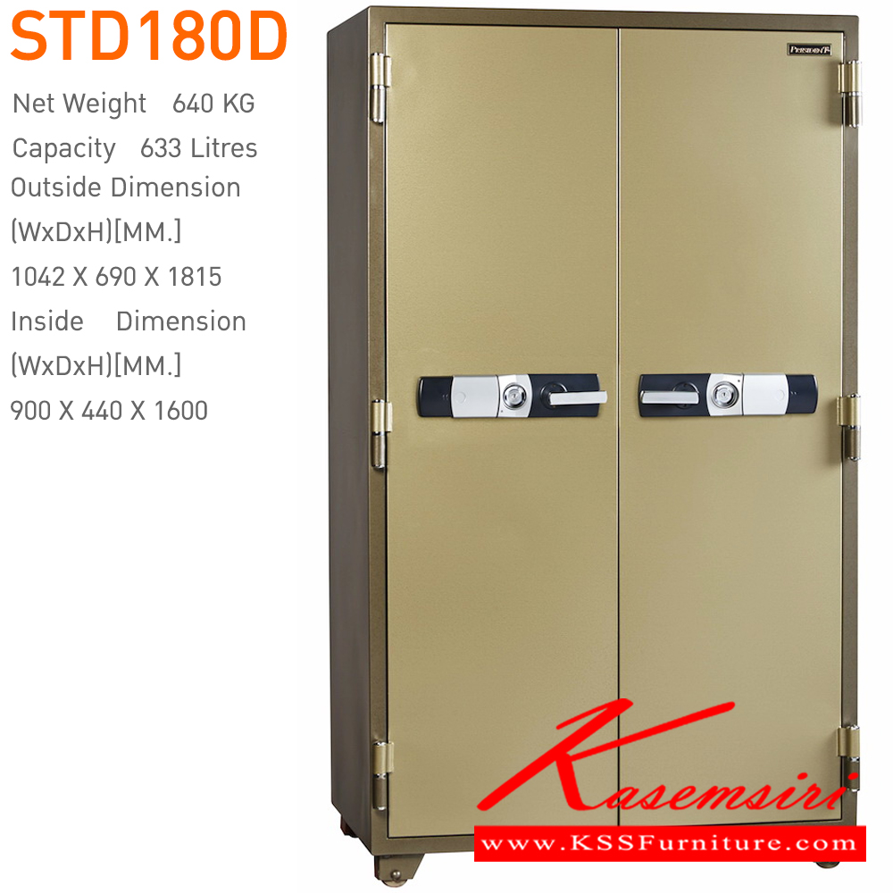 14018::STD180D::ตู้นิรภัยดิจิตอล รุ่น STD180D
น้ำหนัก 640 กิโลกรัม
ขนาดภายนอก 1042x690x1815 มม.
ขนาดภายใน 900x440x1600 มม.