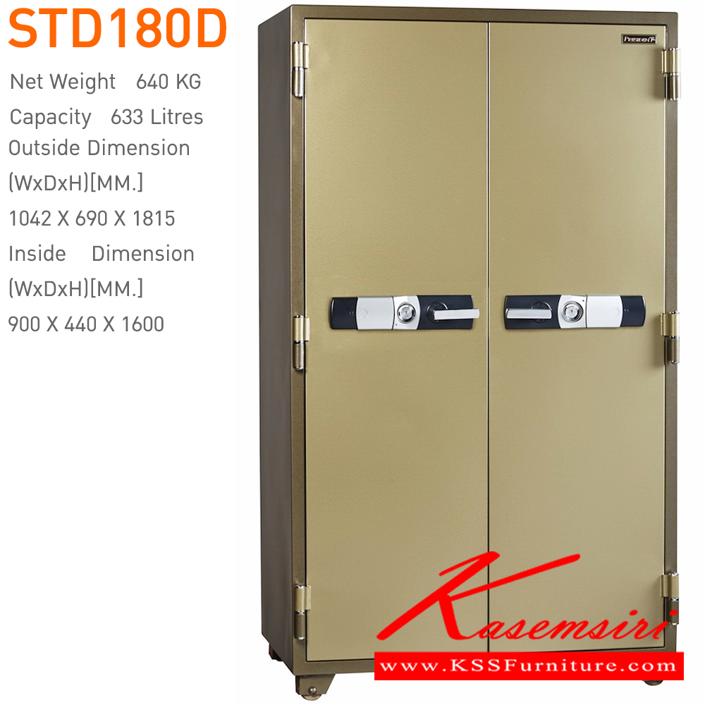 11098::STD180D::ตู้นิรภัยดิจิตอล รุ่น STD180D
น้ำหนัก 640 กิโลกรัม
ขนาดภายนอก 1042x690x1815 มม.
ขนาดภายใน 900x440x1600 มม.