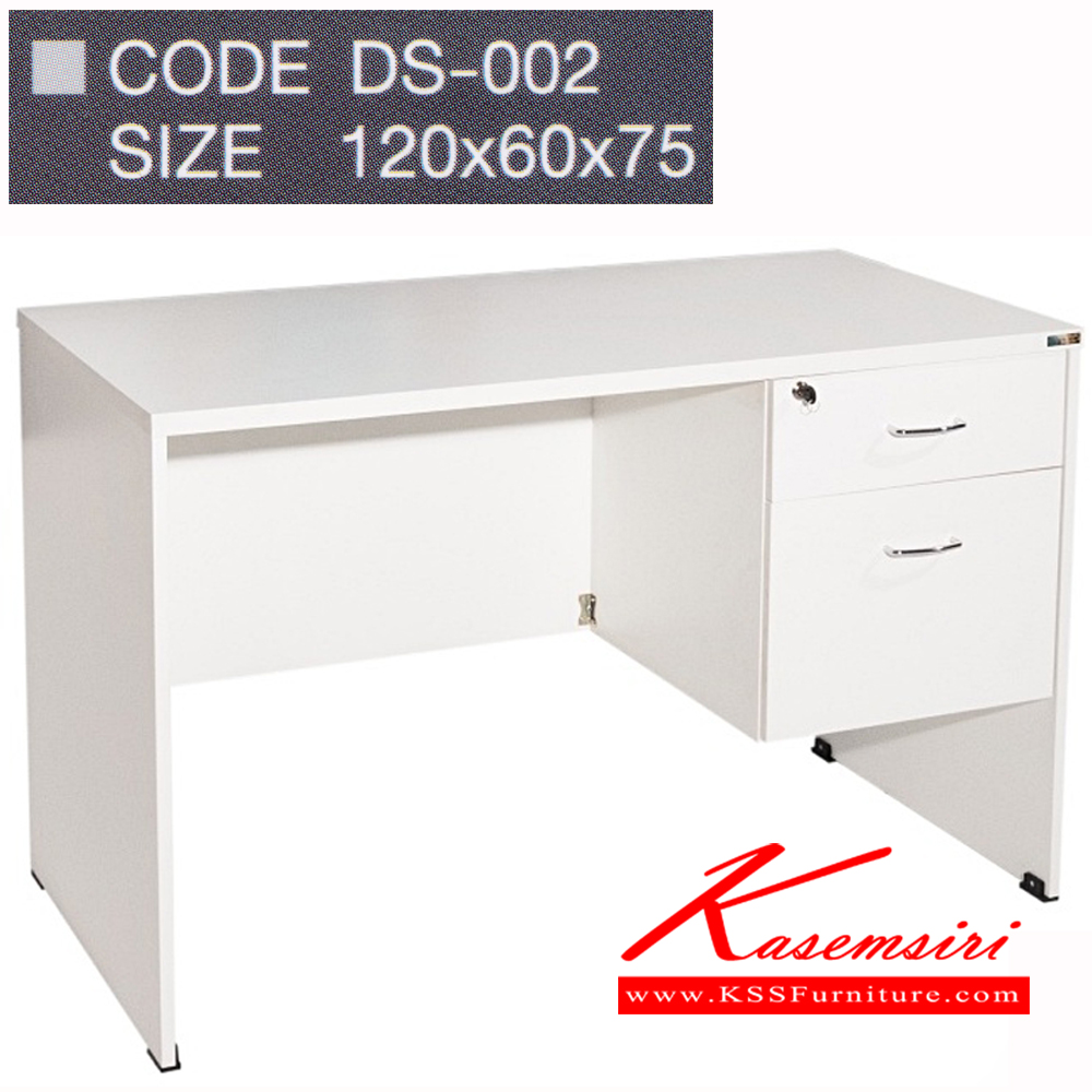 19040::DS-002::โต๊ะทำงานเมลามีน 2 ลิ้นชัก ขนาด ก1200xล600xส750มม. แผ่นTOP ไม้Particle board หนา 25 มม. แผ่นข้าง ไม้Particle board หนา 15มม. หน้าลิ้นชัก หนา 16มม. พีเอสพี