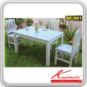 18136036::SF-001::โต๊ะอาหารแฟนซี โครงไม้ยาง+หน้าโต๊ะวีเนีย+ขาฉาก โต๊ะ4ฟุต+เก้าอี้4ตัว ชุดโต๊ะอาหาร SRINAKORN