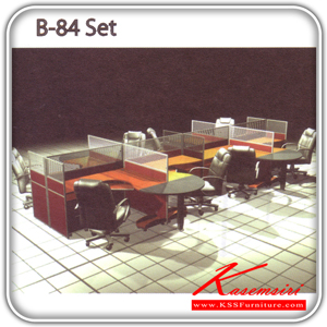 1310116065::B-84-Set::A Sure office set with Black PVC/fabric miniscreens. Dimension (WxDxH) cm : 362x610x120