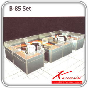 1712896040::B-85-Set::A Sure office set with Black PVC/fabric miniscreens. Dimension (WxDxH) cm : 276x610x120