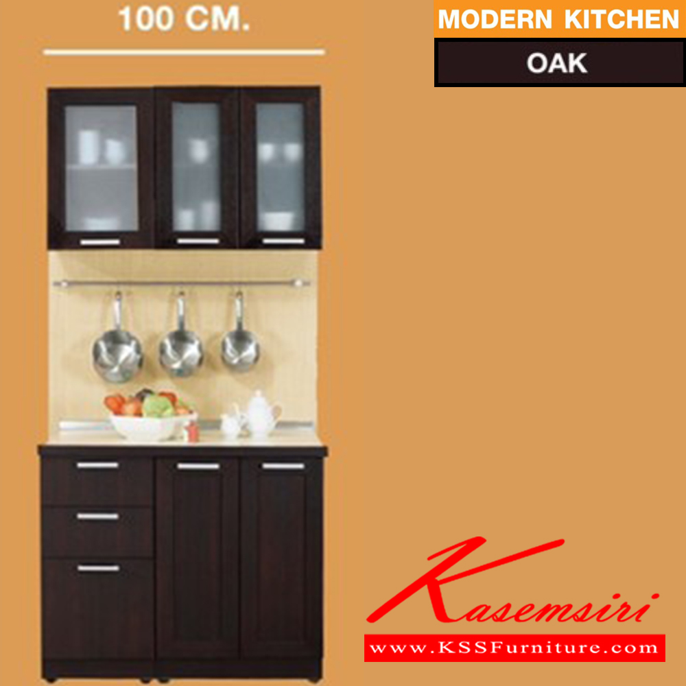 22071::MODERN-KIT-100::A Sure 100-cm kitchen set including MBD-40 with 3 drawers, MB-60 with 2 swing doors, MW-40G with swing glass door, MW-60G with swing glass doors and MT-100 topboard