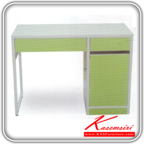 79588038::HO-01::A Tokai steel table with melamine topboard, 4 drawers, keyboard drawer and wire box. Dimension (WxDxH) cm : 60x122x75 Metal Tables