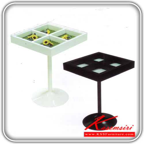 26059::TRS-6060::A Tokai multipurpose table with glass topboard and painted steel base. Dimension (WxDxH) cm : 60x60x73.7