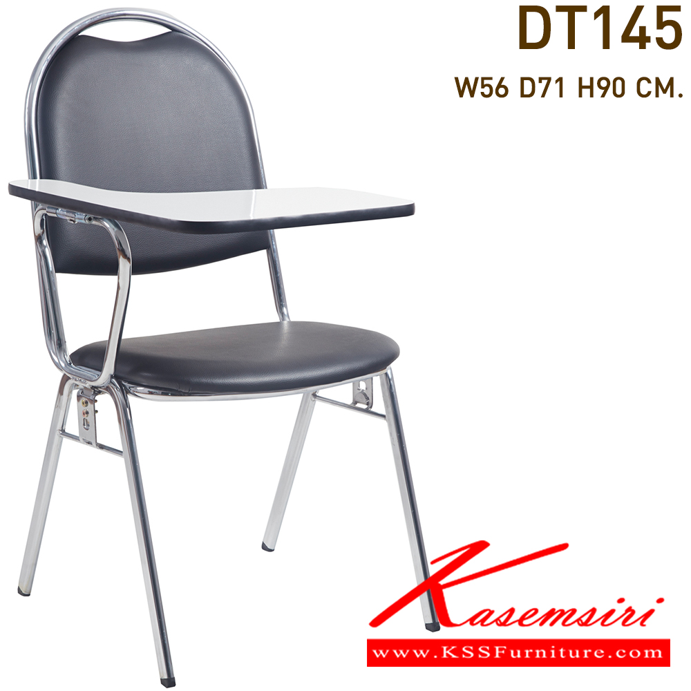 49059::DT-145::A VC lecture hall chair with PVC leather/mesh fabric seat and chrome base. Dimension (WxDxH) cm : 53x60x90.

