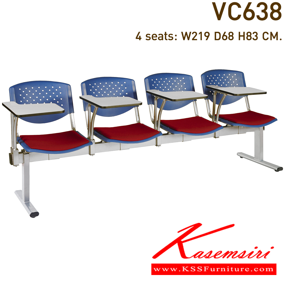 69070::VC-638::A VC lecture hall chair for 2/3/4 persons with PVC leather/mesh fabric seat.