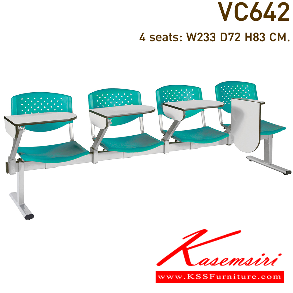 33082::VC-642::A VC lecture hall chair for 2/3/4 persons with PVC leather seat.