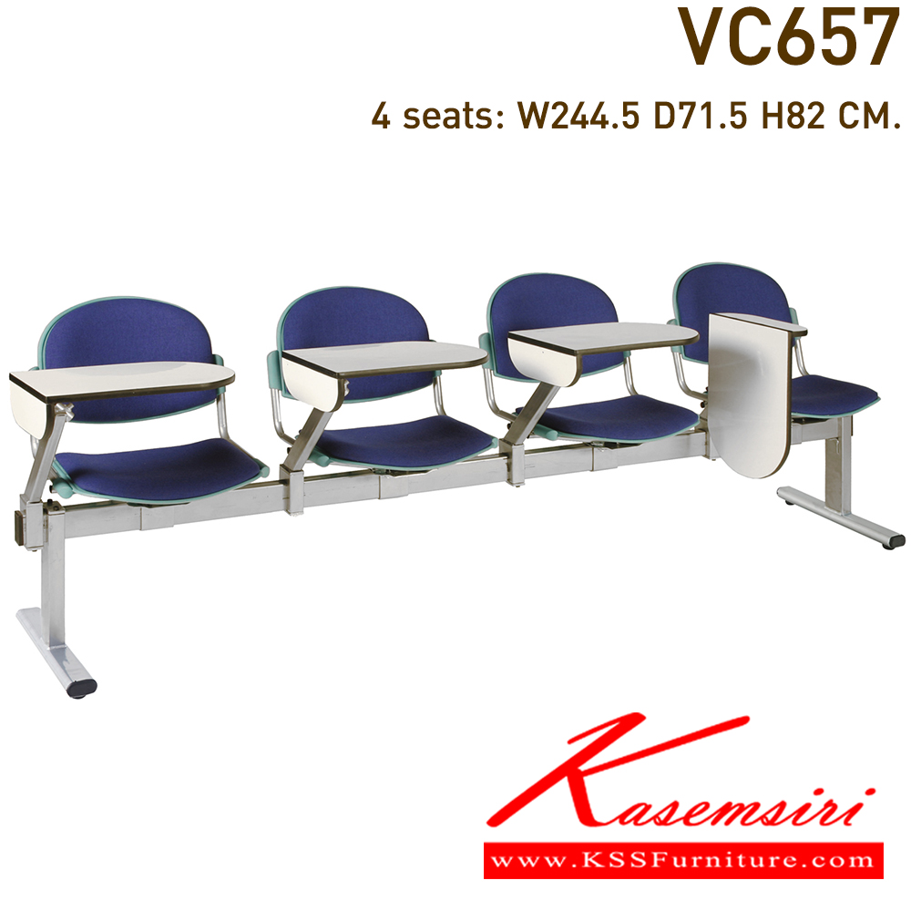 31004::VC-657::A VC lecture hall chair for 2/3/4 persons with PVC leather/mesh fabric seat. Available in 6 colors
