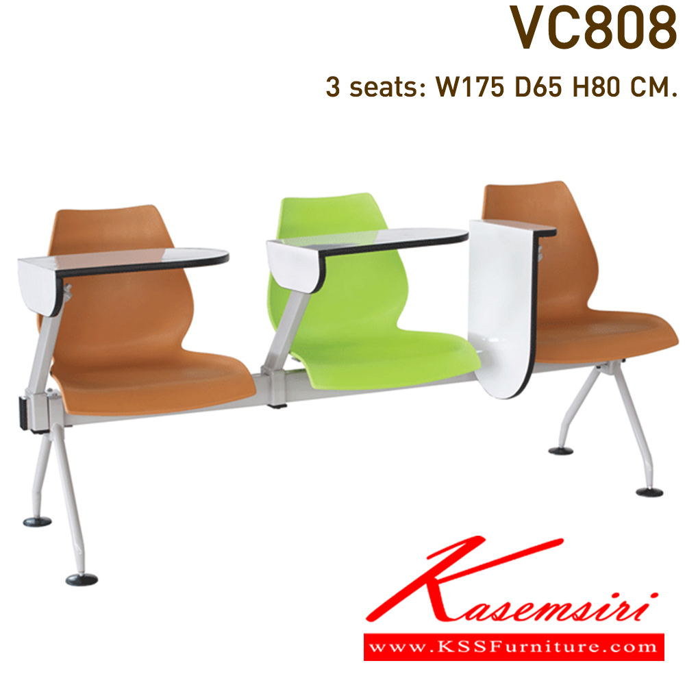91027::VC-808-2S-3S-4S::A VC lecture hall chair for 2/3/4 persons with painted base. Available in 6 colors
