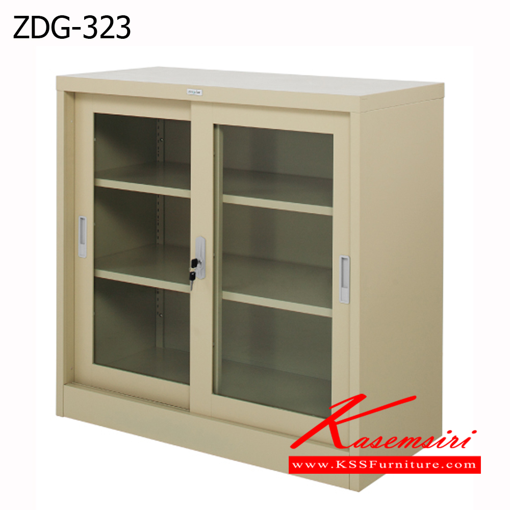 86006::ZDG-323::ตู้บานเลื่อนกระจก 3 ฟุต ขนาด ก900xล450xส900 มม. มีสีครีม,สีเทาสลับ ตู้เอกสารเหล็ก zingular