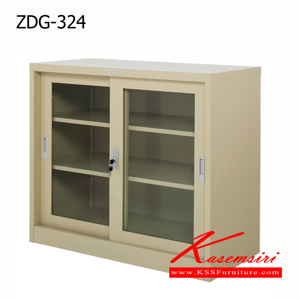 48064::ZDG-324::ตู้บานเลื่อนกระจก 4 ฟุต ขนาด ก1200xล450xส900 มม. มีสีครีม,สีเทาสลับ ตู้เอกสารเหล็ก zingular