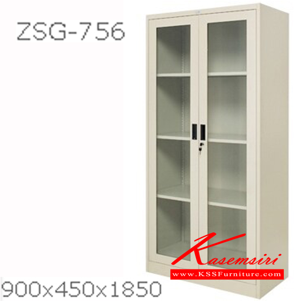 92018::ZSG-756::ตู้สูงบานเปิดกระจกมือจับฝัง ขนาด ก900xล450xส1850 มม. มี2สีให้เลือก สีครีม,สีเทาสลับ ตู้เอกสารเหล็ก zingular