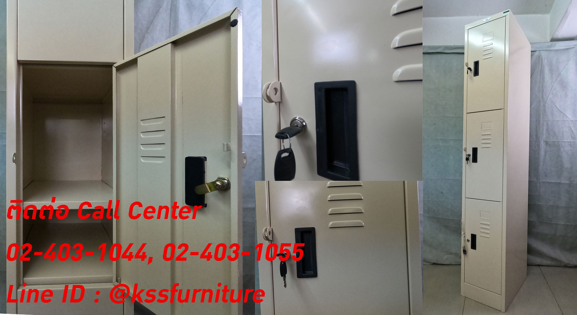 24060::LK-993::A Lucky metal locker with 3 swing doors. Dimension (WxDxH) cm : 30.5x38.1x182.9