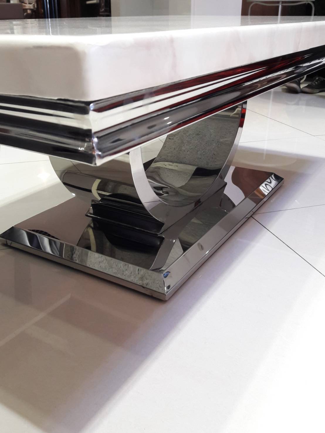 74070::JEWELL (เจเวล)::โต๊ะกลางโซฟา รุ่น JEWELL (เจเวล) ขนาด ก1300xล700xส440 มม. หน้าท็อปเป็นหินสังเคราะห์ปิดผิว ขาเหล็กชุบโครเมี่ยม โต๊ะกลางโซฟา เบสช้อยส์