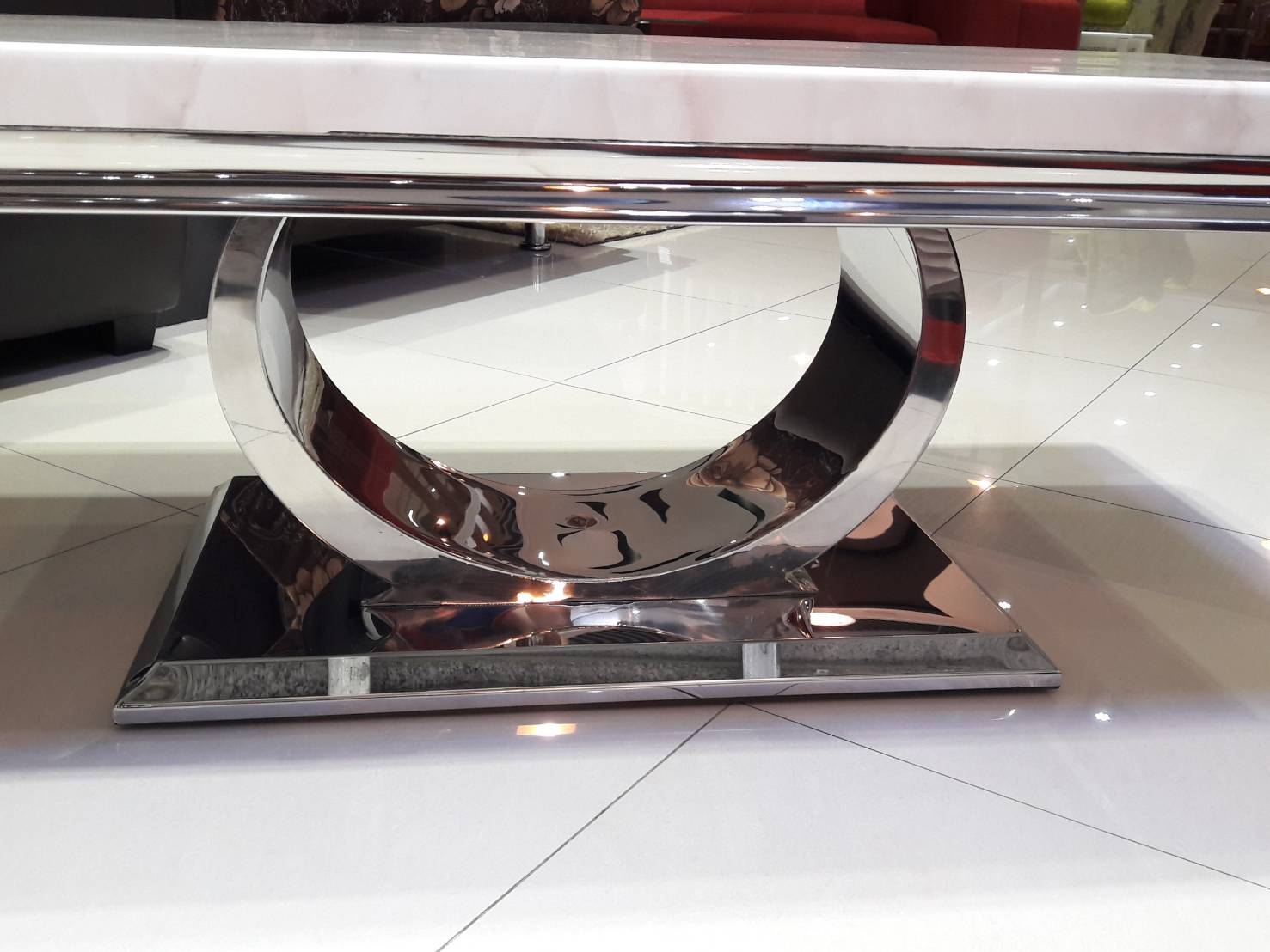 74070::JEWELL (เจเวล)::โต๊ะกลางโซฟา รุ่น JEWELL (เจเวล) ขนาด ก1300xล700xส440 มม. หน้าท็อปเป็นหินสังเคราะห์ปิดผิว ขาเหล็กชุบโครเมี่ยม โต๊ะกลางโซฟา เบสช้อยส์