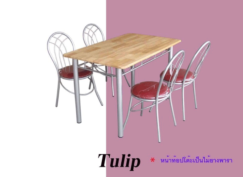 10084::ทิวลิป::ชุดโต๊ะอาหารทิวลิป 4ที่นั่ง    ชุดโต๊ะอาหาร HIPPO