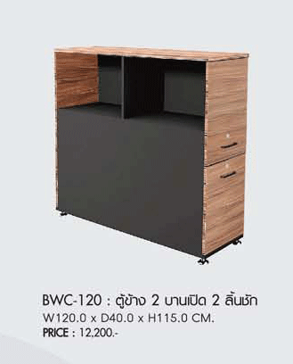 15011::BWC-120::ตู้ข้าง 2 บานเปิด 2 ลิ้นชัก ขนาด 1200x400x1150 มม. ตู้เอกสาร-สำนักงาน พรีลูด